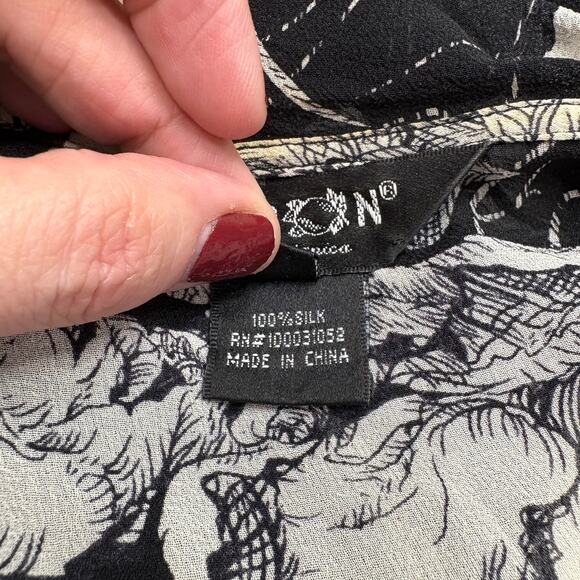 Citron Size XL Cardigan 100% Silk Floral Whimsigoth Dark Fairy Boho Sheer Floral - Picture 5 of 15